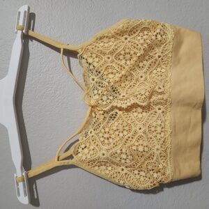 Auden yellow floral lace bralette EUC